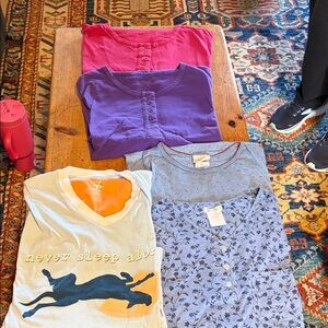 Mixed Women's Tops - Pink, Purple, Light Blue & Floral Sleep shirts